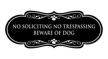 Designer Paws, No Soliciting No Trespassing Beware of Dog Wall or Door Sign